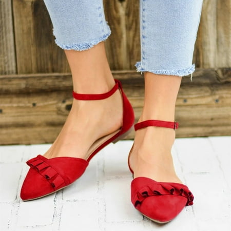 

Women Ladies Fashion Pointed Toe Flat Solid Casual Loafers Single Shoes