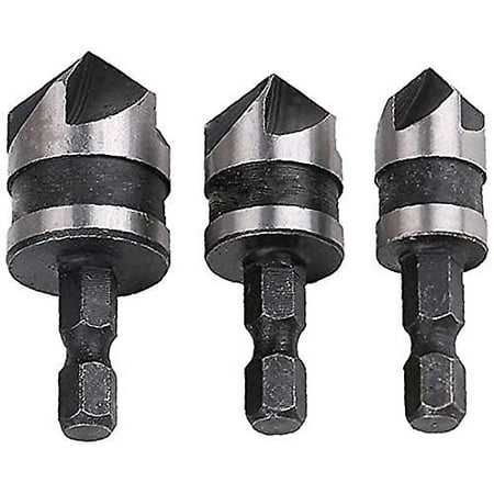 

3pcs Metal Engraving Drill Bit Set For Woodworking Chamfering Tools Five Hex Handle Hole Opener
