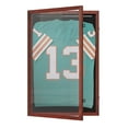 thumbnail image 2 of Emma + Oliver Jersey Display Case, 24x36, Hanger Display, Solid Pine Wood, UV Treated Window, Mahogany Finish, 2 of 13
