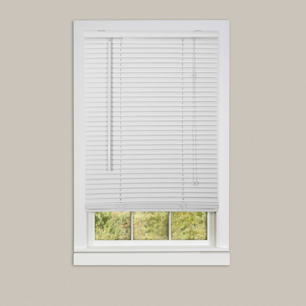 Window Blinds Mini Blinds 1" White Room Darkening Vinyl Blind Walmart