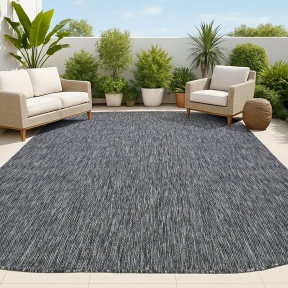JONATHAN Y SHAPES 6 x 9 Area Rug, Miles Minimalist Radius Corner - Dark Gray, SHP100A-6