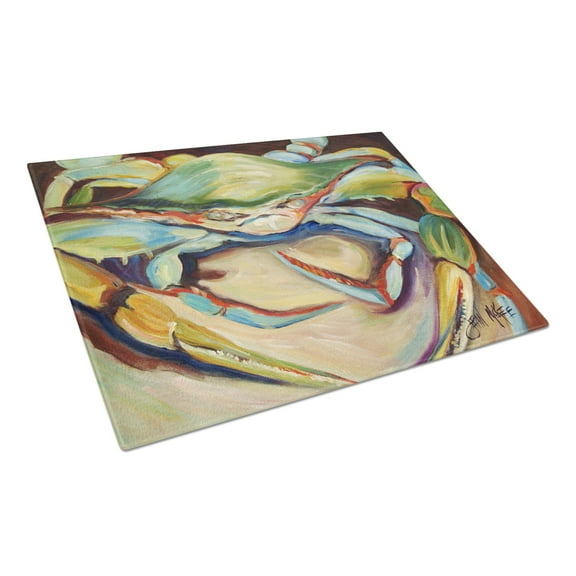 Caroline's Treasures JMK1097LCB Blue Crab Glass Cutting Board Large, 12H x 16W, multicolor