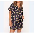 thumbnail image 1 of Pyjama pour Femmes Ensemble Manches Courtes Bouton Pyjama Costume Décontracté T-Shirt Pyjama Costume-SinKeeU, 1 of 4
