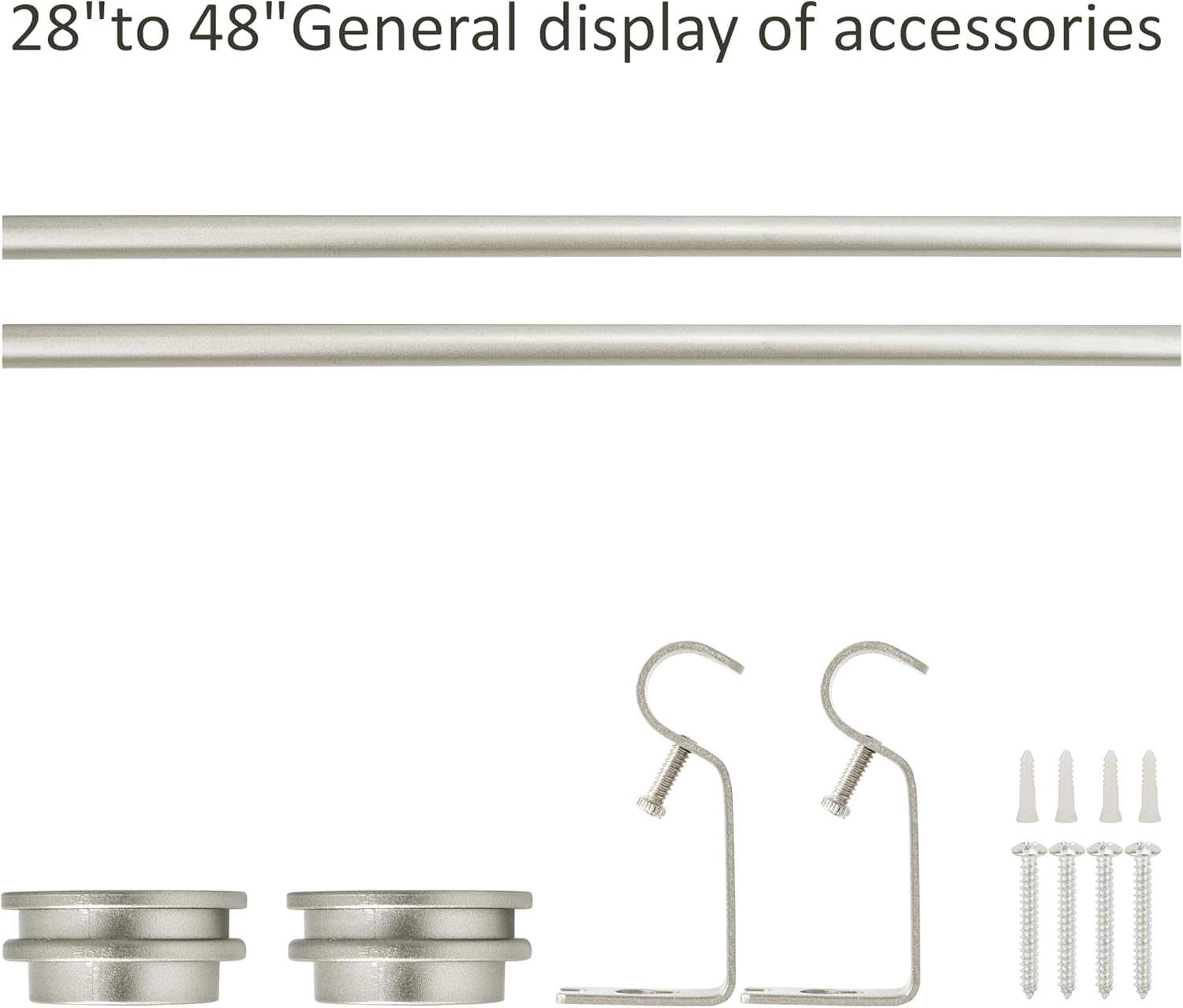 eTeckram 5/8" Single Curtain Rod with Nerveux Finials,Pewter,28‘’-48‘’