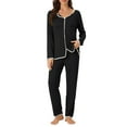thumbnail image 1 of Conjuntos de lounge para mujeres INSPIRE CHIC, camisetas de manga larga con pantalones, conjuntos de pijama XL en negro, 1 of 6