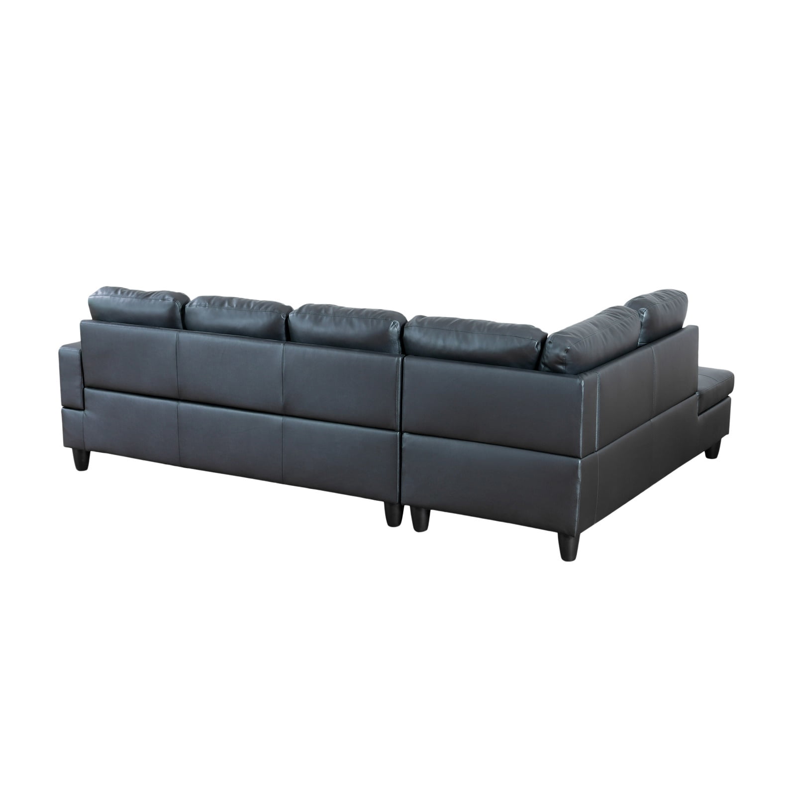 Hommoo Sofa Set, 2-Piece Faux Leather Couch Living Room Furniture Set,L-Shaped Sectional Couches and Sofa Set for Living Room,Left Side,No Ottomans,Blcak