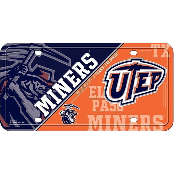 UTEP Miners Metal License Plate