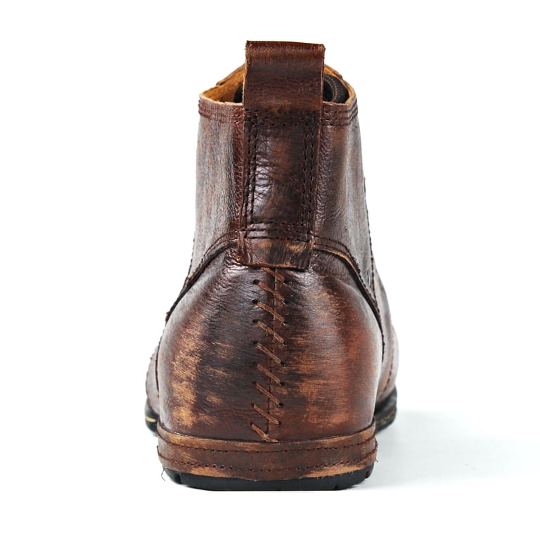 OSSTONE Moto Boots Chukka Boots for Men Fashion Lace-up Leather