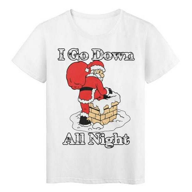 Tops for Men Cartoon Short Sleeve Santa Funny T-Shirt Men Fashion O-Neck  Shirt Long Sleeve Tee Shirts for Men Sweat Shirts Men Mens Workout Shirts  Clearance White 3XL 