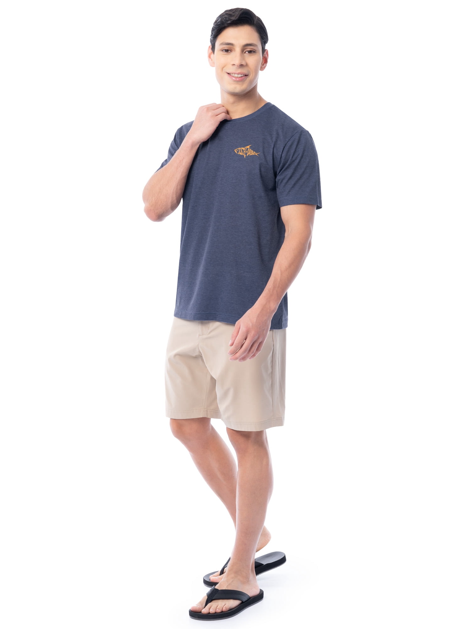 Fish N Vibe Men's Short Sleeve Fishing Performance Outdoor Graphic T-Shirt, Crown Blue, 2XL