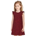 thumbnail image 1 of Balery Burgundy Floral Camisón de princesa para niñas, pijama de algodón con mangas abullonadas, suave y bonito.-Large, 1 of 6