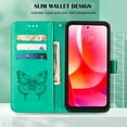 thumbnail image 2 of ELEHOLD for Google Pixel 8 Pro Case Wallet with Wrist Strap, Butterfly Embossed PU Leather Folio Flip Case with Magnetic Closure Credit Card Holder Kickstand,Green, 2 of 6