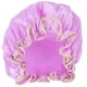 thumbnail image 3 of Gorros de baño para el pelo, gorros de ducha con banda elástica, impermeables, reutilizables, gorros de baño para mujeres, color morado, 3 of 8