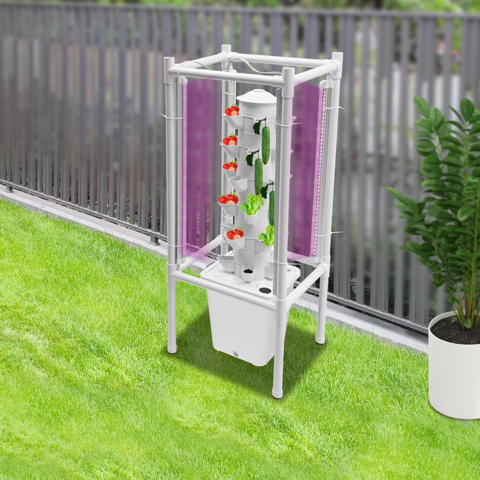 PEAKORA30-Pot Vertical Hydroponic Tower System Set with LED Lighting & Auto-Watering