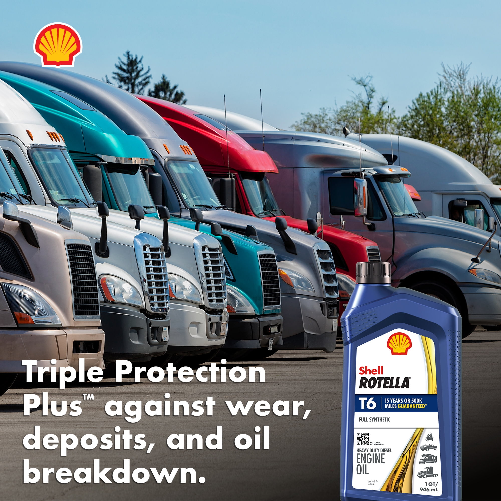 Shell Rotella T6 Full Synthetic 5W-40 Diesel Engine Oil, 1 Quart