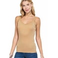 thumbnail image 3 of ShezPretty Women's Cami Tank Top Stylish V- Neck Lace Rib Knit (Large, Pecan), 3 of 6