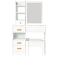 thumbnail image 2 of ZNNT Coiffeuse avec Miroir Coulissant, Table de Chambre, Table de Maquillage avec 5 Tiroirs et Étagères, Espace de Rangement Caché -Liquidation-Table Intégrée, 2 of 8