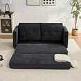 thumbnail image 2 of Puremind 63"W Pull Out Sofa Bed, Convertible Futon Sofa Bed, Loveseat Sofa Couch, Sleeper Sofa with Side Pockets for Living Room/Apartment/Office, Dark Gray, 2 of 7