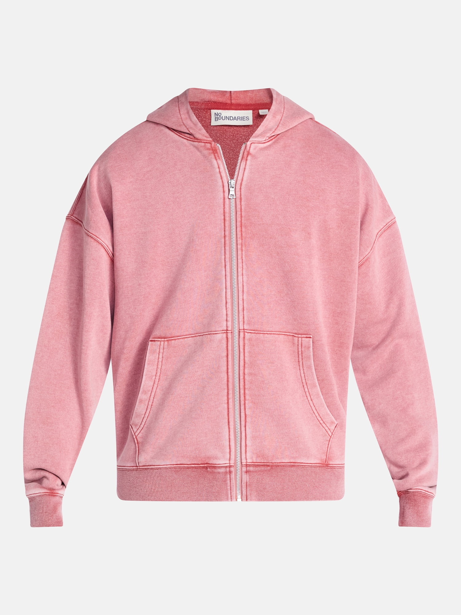 No Boundaries Zip Hoodie with Long Sleeves, Men's XS-4XLT