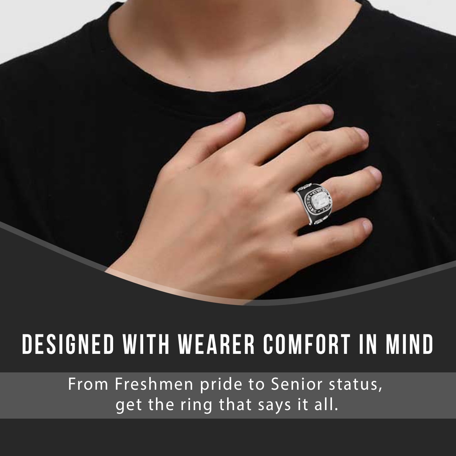 Mementos Modern Collection Sterling Silver Customized Mens Senior or College  Class Rings - Walmart.com