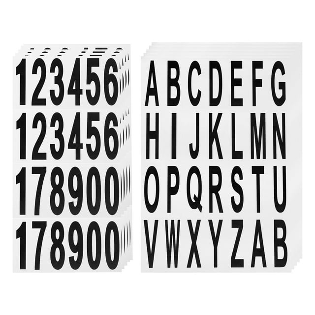 Uxcell 10 Hojas de Números y Letras para Buzones para Decal Interior y Exterior, Negro en Blanco