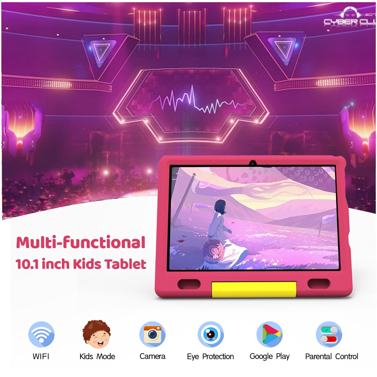 AEEZO 10-inch Kids Tablet, HD IPS Display Tablet for Kids, 6GB RAM, 64GB ROM, Quad-Core Processor, Kidoz Pre Installed& Kids Education, Parental Control,-Proof Case (Pink)