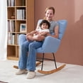 thumbnail image 7 of MQLIFEBOOM Nursery Rocking Chair with Cushion  Teddy Fabric Rocker Glider Chair  Rocker Armchair with Solid Wood Legs &amp; High Backrest  for Living Room  Bedroom  Balcony (Sweet Blue), 7 of 7