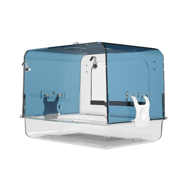DOLITY Parrot Bathing Tubs Easy to Install Canary Cage Accessories Pet Bird Bath Box blue