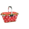 Decorative Red with White Snowflakes and Green Zipper Insulated Market Tote 19"