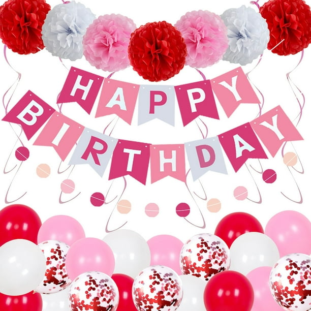 Kit de 48 globos de confeti de látex con pompones de papel rojo