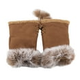 thumbnail image 2 of Eosunjian 1 Pair Women Winter Mittens Adjustable Drawstring Thick Plush Faux Fur Windproof Anti-slip Student Writing Gloves Keep Warm Fingerless Typing Mittens Camel, 2 of 13