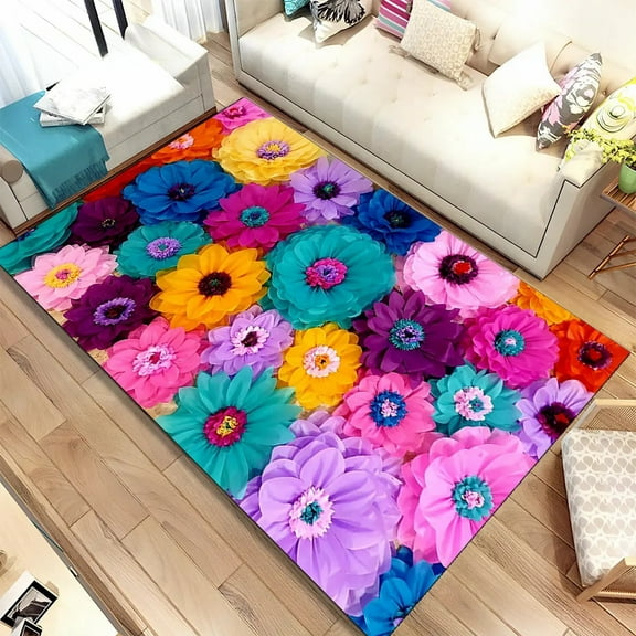 Nordic 3D Daisy Flower Area Rug Carpet Rug for Home Living Room Children Bedroom Sofa Doormat r kids Play Non-slip Floor Mat