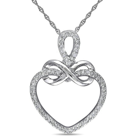 Miabella 1/5 Carat T.W. Diamond 10kt White Gold Infinity-Heart Pendant