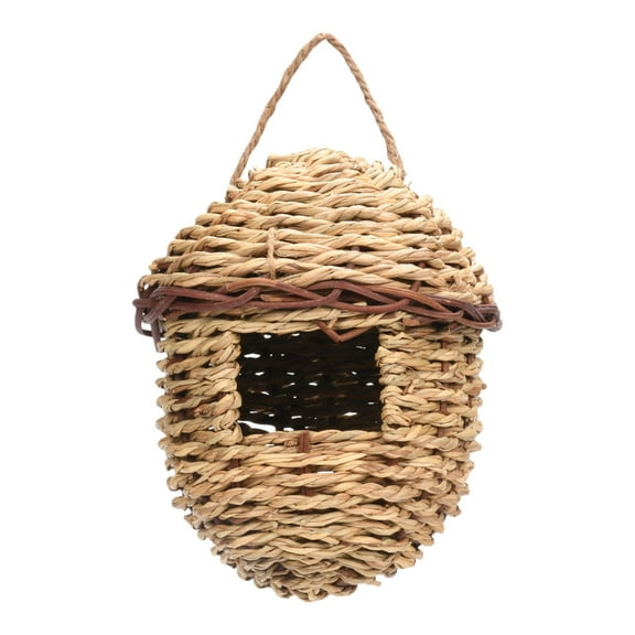 Hanging Bird Shelter Nest for Backyard Handwoven Grass Bird Home for Outdoor Wildbird Shelter Nest House
