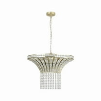 24" Modern Crystal Round Chandelier with Gold Finish, Elegant Pendant Light with Cascading Beads, for Dining Room, Living Room, or Foyer (No Bulbs)