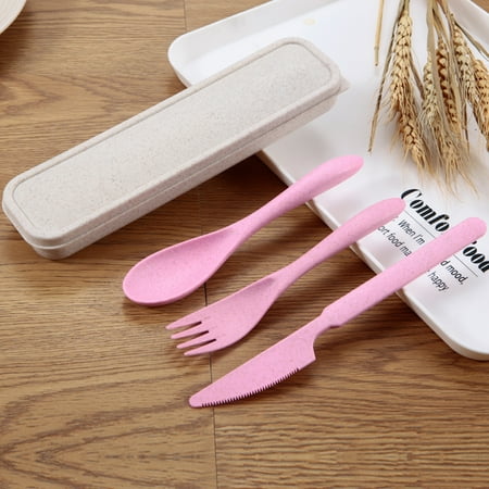 

Mosey Cutter Set Lightweight 1 Set Smooth Edge Safe Use Fork Spoon Wide Application Fashion for Outdoor