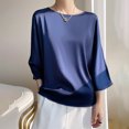 thumbnail image 4 of AherBiu Hauts de Sortie pour Femmes en Soie Col Rond Chic Décontracté Chemises en Chiffon Vêtements de Printemps, 4 of 5