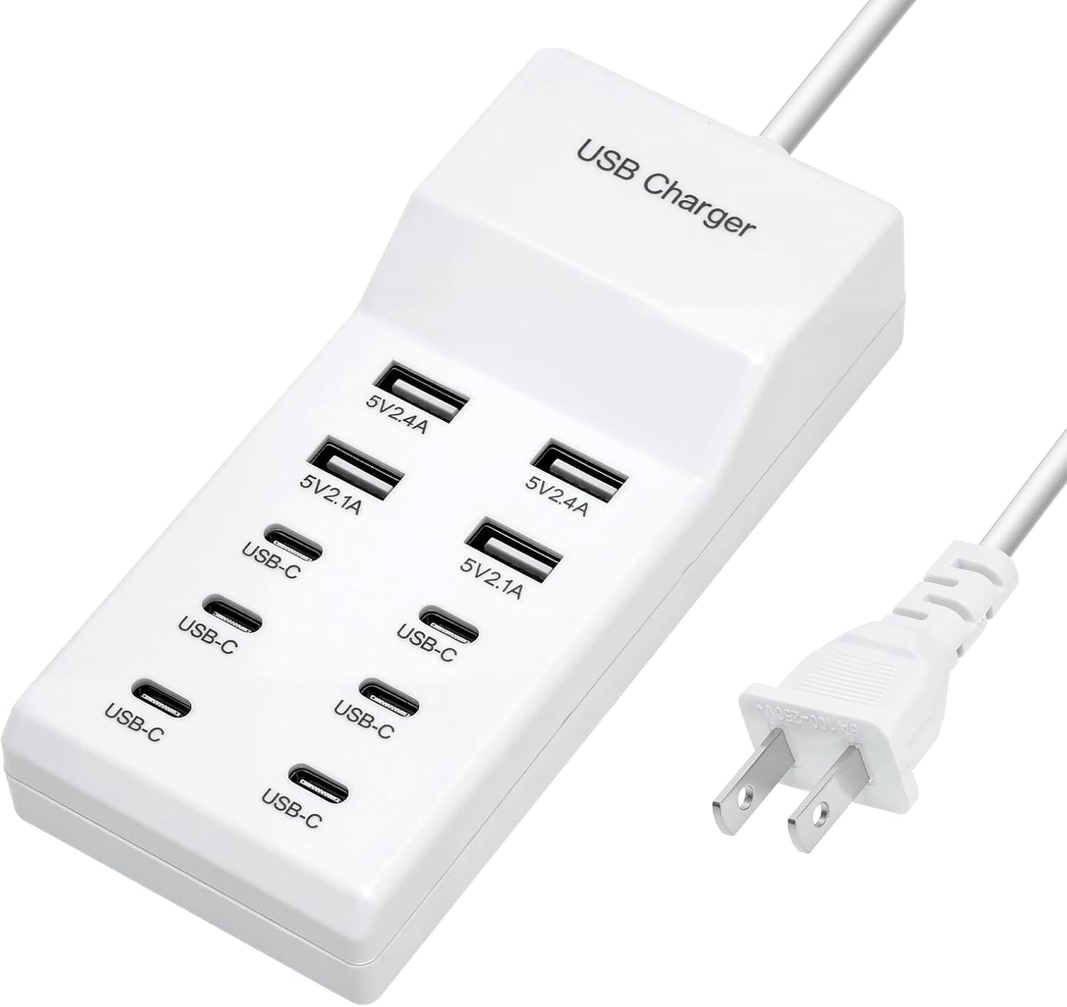 MHAWBL-USB Fast Charger, 10-Port Portable Charging Station, Suitable for Various Devices, Compatible with iPhone, iPad, Samsung, Google, Xiaomi, Huawei and Other USB Charging Devices
