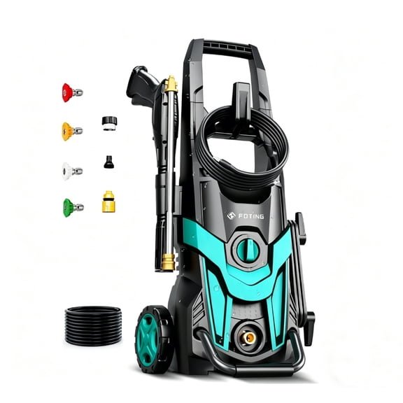 2026Upgraded Electric Pressure Washer, 4300 PSI 2.8 GPM Power Washer 58FT Total Long with 4 Quick Connect Nozzles, Inlet Hose & Filter& Foam Cannon for Cars/Fences/Driveways/Home Cleaning