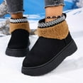 thumbnail image 3 of Fuzzy Platform Snow Boots for Women Cold Weather Warm Fleece Lined Fashion Plush Non Slip Winter Ankle Booties Slip-On Mid Calf Short Boots, 3 of 7