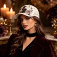 thumbnail image 4 of Levmjia Women Baseball Hat Soft Cotton Floral Embroidery Print Breathable Sun Cap Daily Commute Outdoor Walking Travel Casual Fashion UV Protection, 4 of 5