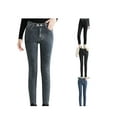 thumbnail image 4 of Women Juniors Winter Jeans High Waist Fleece Lined Thick Skinny Warm Thermal Fashion Denim Pants, 4 of 5