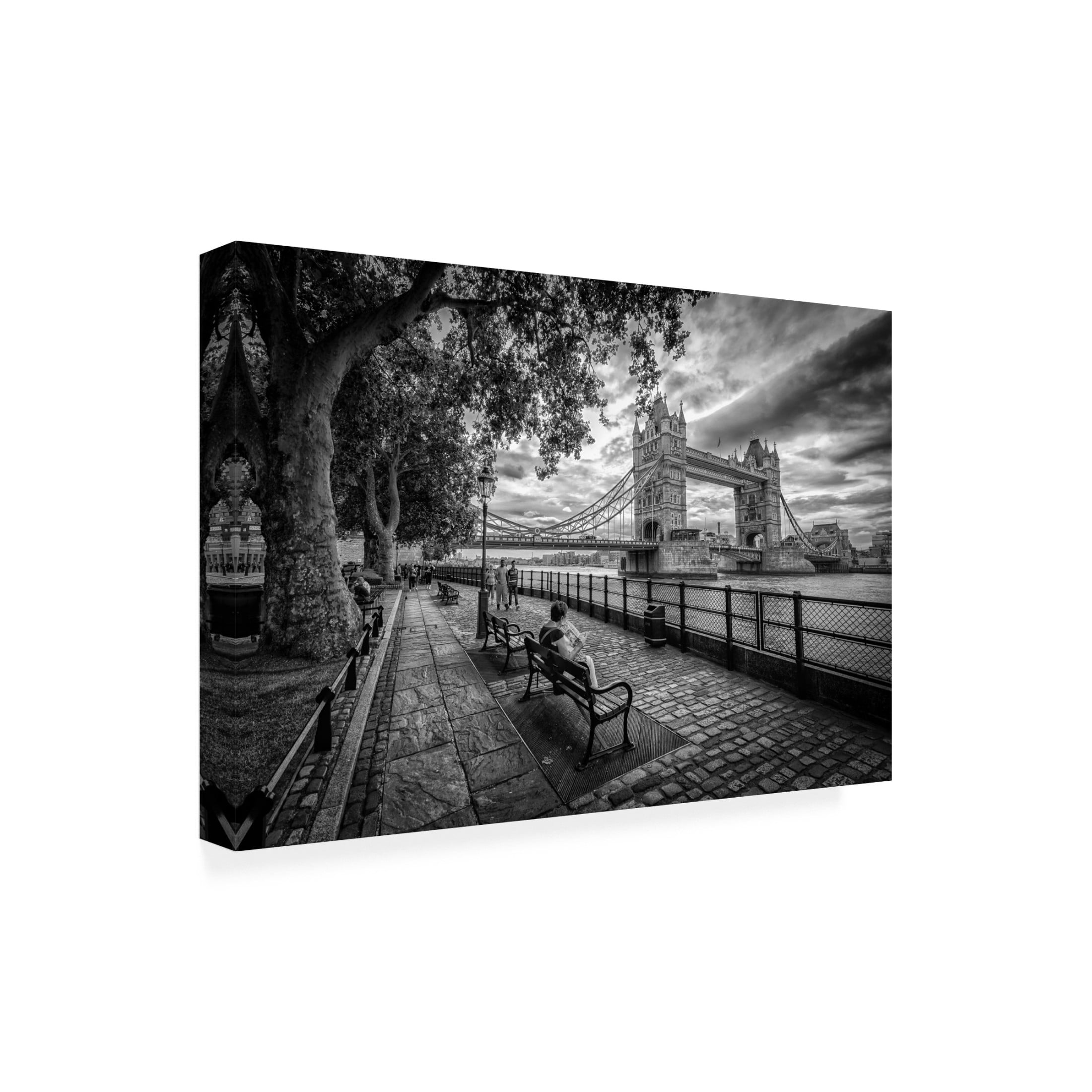 Canvas Wall Art - Ido Meirovich 'Tower Bridge View' Wall Art for Living Room, Bedroom, or Office D?cor by Trademark Fine Art - 19 x 12 Inches
