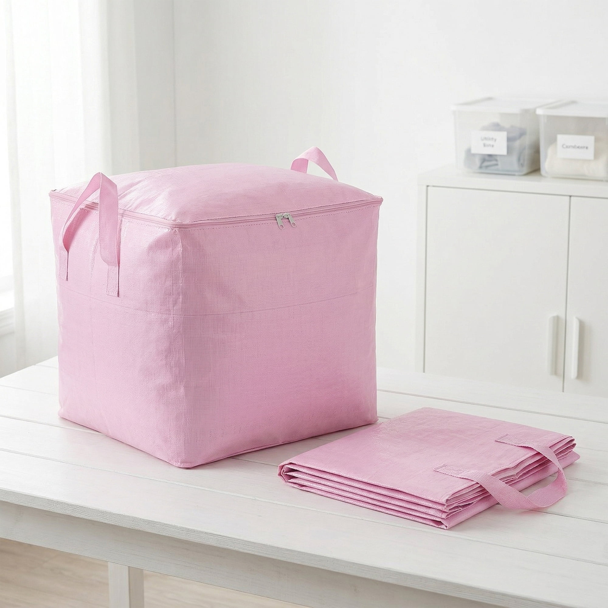 Unique Bargains Clothes Storage Bag with Handles Pink 23.6"x19.7"x23.6"