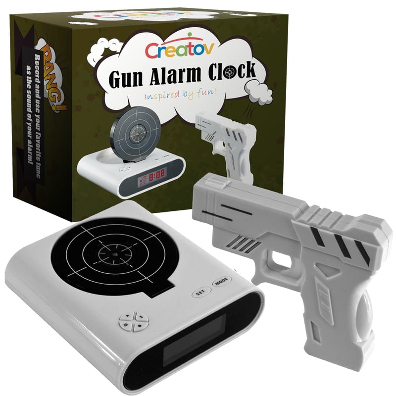 Target Alarm Clock With Gun, Infrared Laser and Realistic Sound Effects