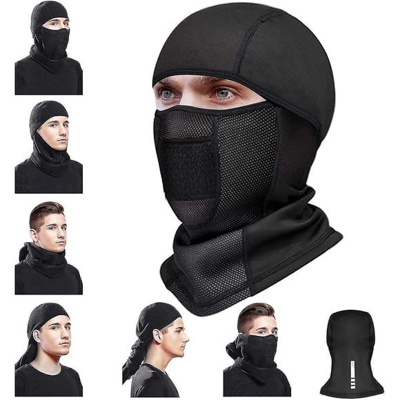 Pasamontañas negro para hombre, resistente al viento, para ciclismo, motocicleta y esquí.