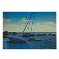 thumbnail image 2 of Shipwreck Cutting Board, Yacht in the Sea Surrounded by Ledge Rocks Coastal Incident Shroud Crash Scene, Decorative Tempered Glass Cutting and Serving Board, Large Size, Blue Brown, by Ambesonne, 2 of 5