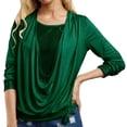 thumbnail image 1 of Hauts pour Femmes T-Shirts Unis à Sequins Manches Longues Amples Hauts pour Femmes Vert TG, 1 of 4