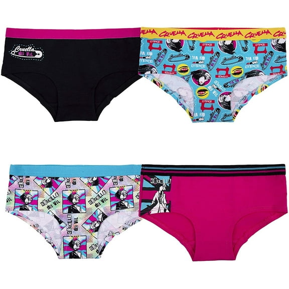 Disney Girls' Cruella Underwear Multipacks, Cruella4pk, 8