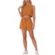 thumbnail image 2 of Conjunto Casual para Mujer, Top Sin Mangas de Cuello Redondo con Cintura Elástica y Pantalones Cortos, Caramelo S, 2 of 6